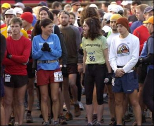runners at the start of a chilly looking winter race